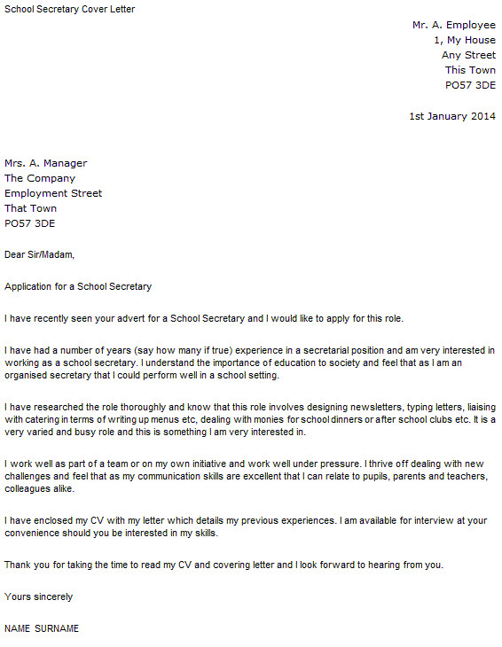 Cover Letter for A Secretary Job Letter Of Application Letter Of Application for Secretary
