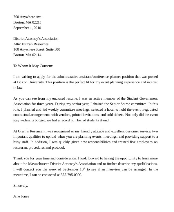 Cover Letter for Administrative assistant at A University Administrative assistant Cover Letter 8 Free Word Pdf