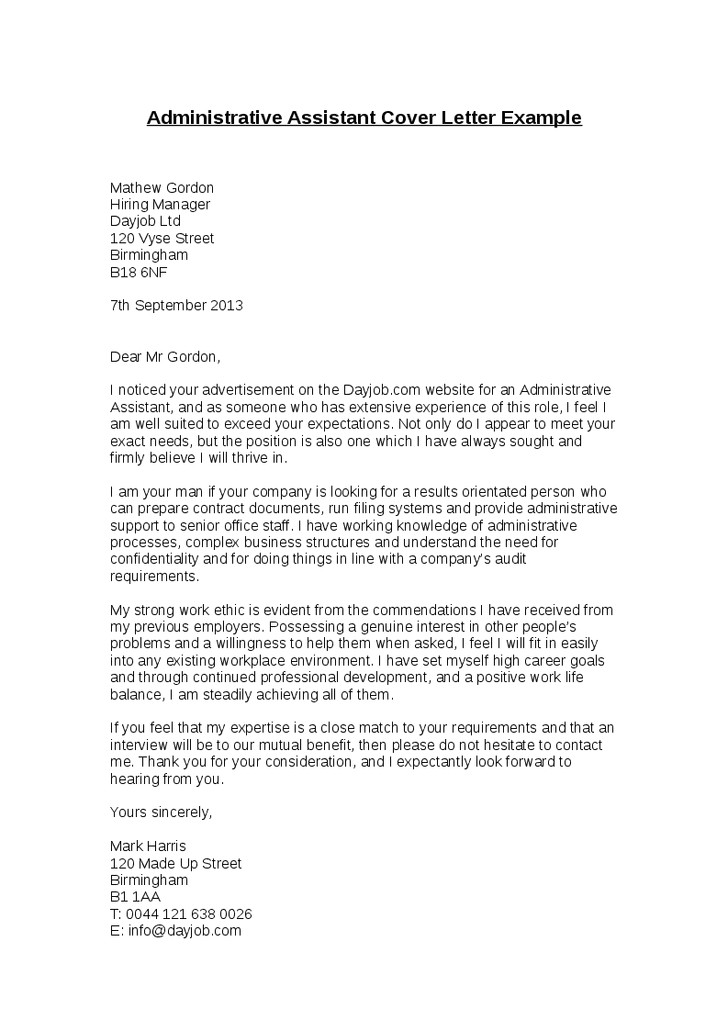 Cover Letter for Administrative assistant without Experience Sample Cover Letters for Administrative assistant