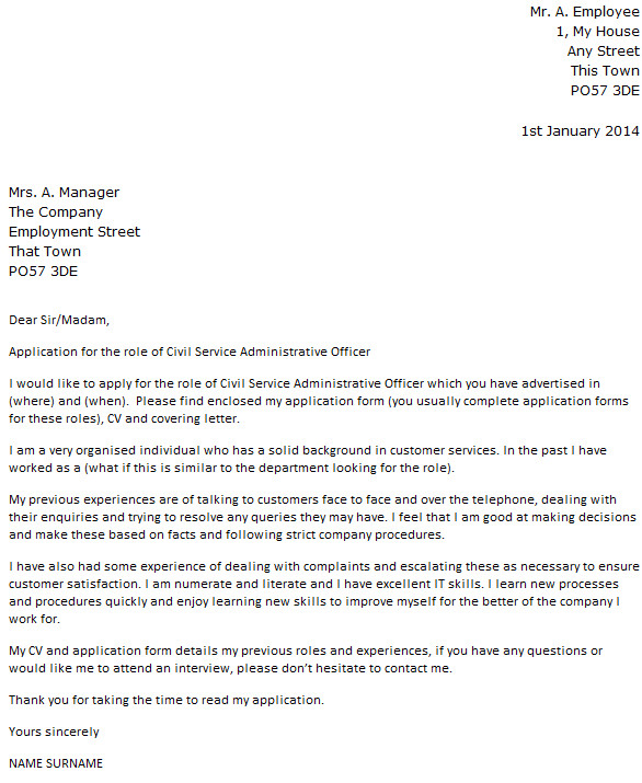 Cover Letter for Administrative Officer Position Civil Service Administrative Officer Cover Letter Example