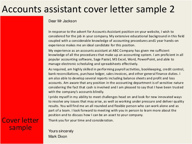 accounts assistant cover letter
