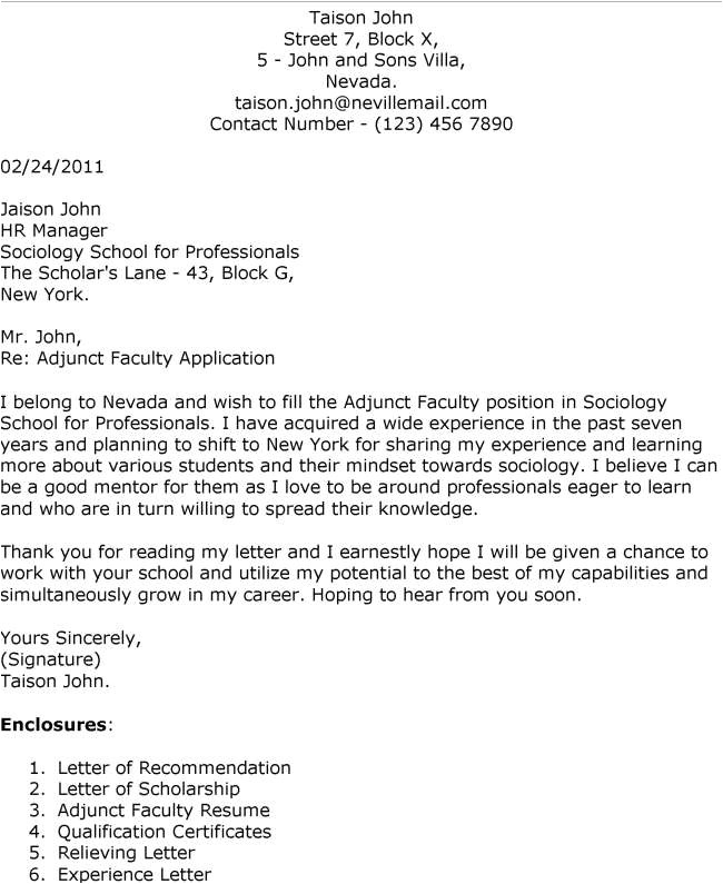application for professor cover letter