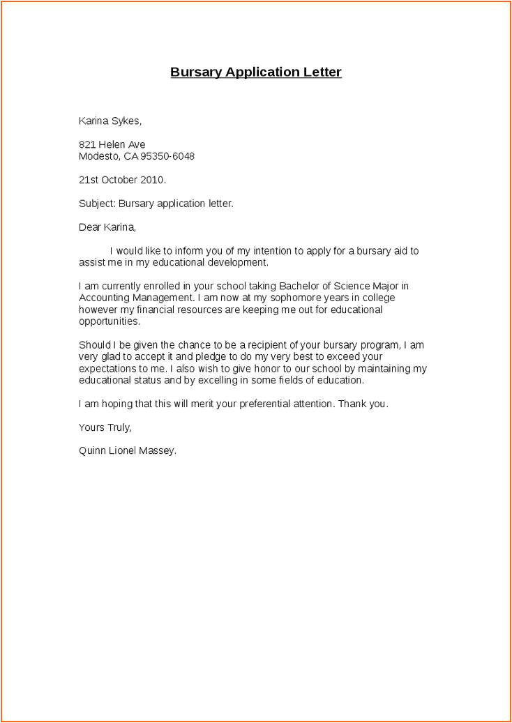 cover letter for bursary application pdf