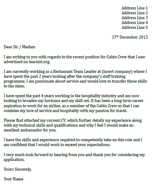 Cover Letter for Cabin Crew Position with No Experience Cabin Crew Cover Letter Example Icover org Uk
