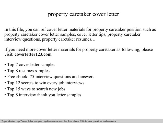 property caretaker cover letter