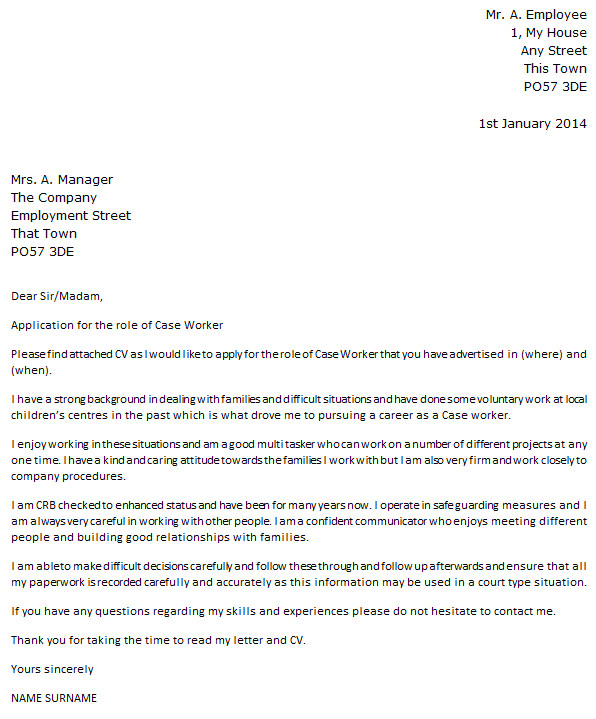 Cover Letter for Caseworker Case Worker Cover Letter Example Icover org Uk