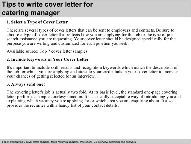 catering manager cover letter 39319721