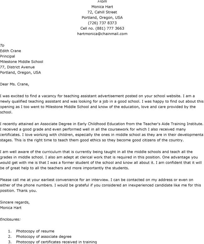 letter of interest for teacher aide position