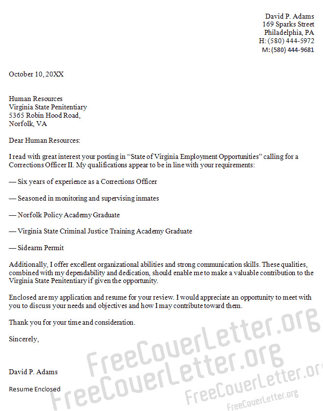 Cover Letter for Corrections Officer Correctional Officer Cover Letter Resume Badak