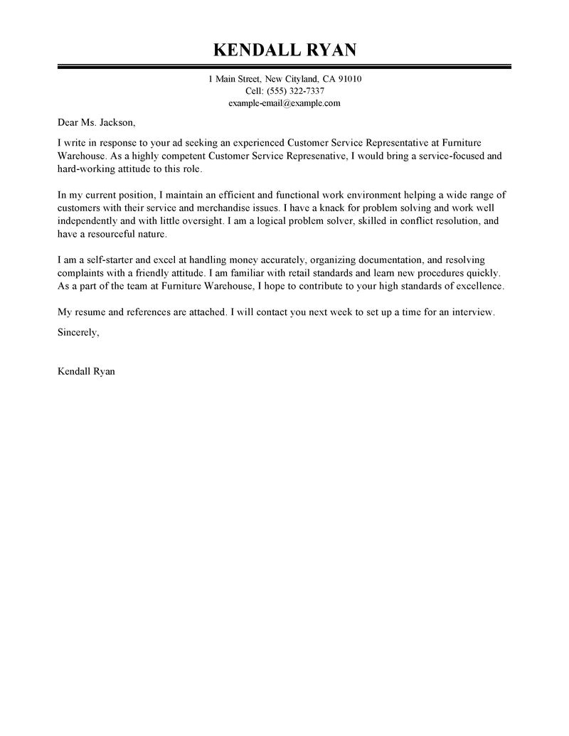Cover Letter for Customer Service Representative Free Sample 10 Customer Service Cover Letter Sample 2016