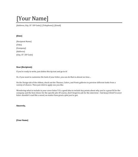 covering letter for resume word format