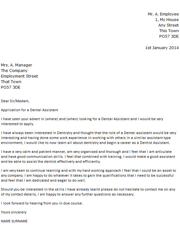 Cover Letter for Dental assistant Position Dentist assistant Cover Letter Example Icover org Uk