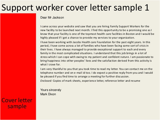 support worker cover letter