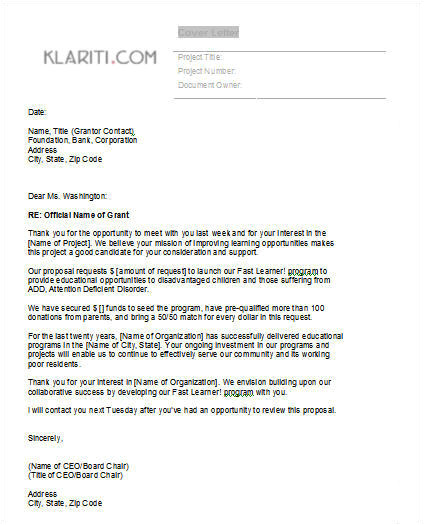 Cover Letter for Grant Application Examples Grant Proposal Template Ms Word with Free Cover Letter