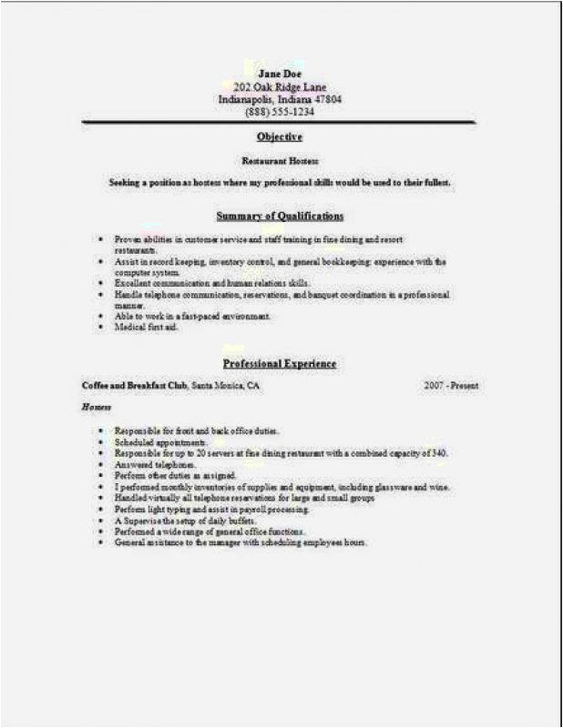 cover letter for a hostess position