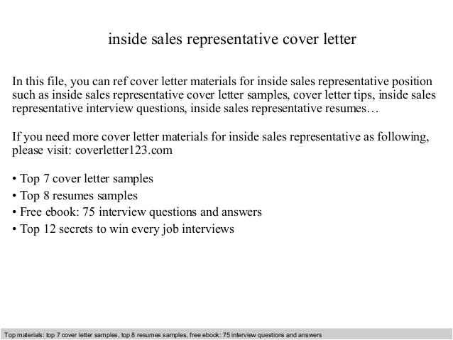 inside sales representative cover letter