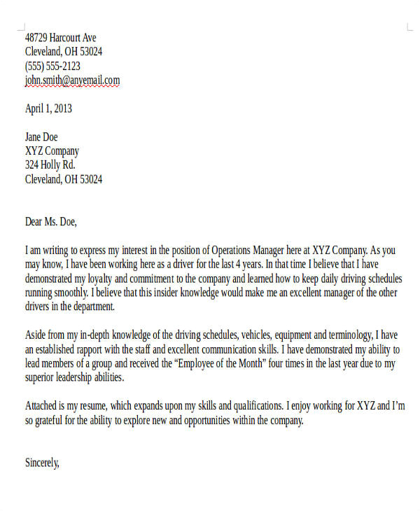 Cover Letter for Internal Job Transfer 80 Sample Letters Sample Templates