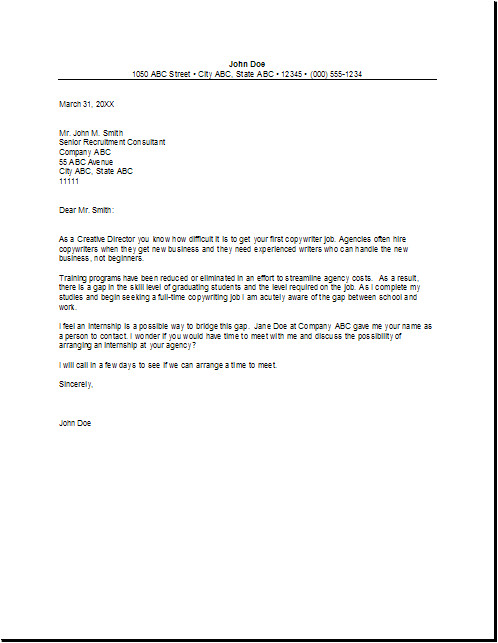 Cover Letter for Internship Position with No Experience Internship Cover Letter No Experience Sample Cover Letter