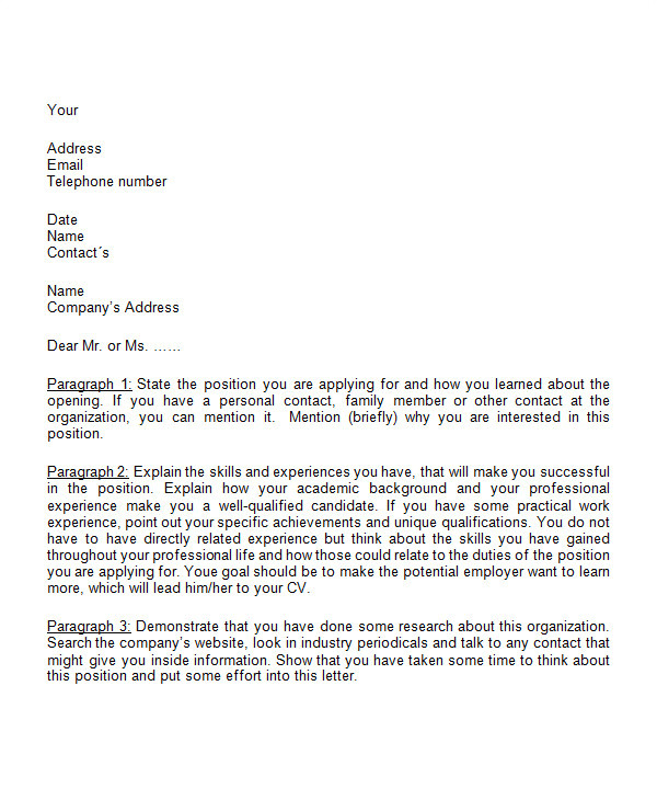 business cover letter