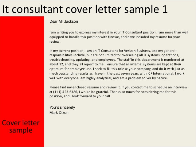 it consultant cover letter