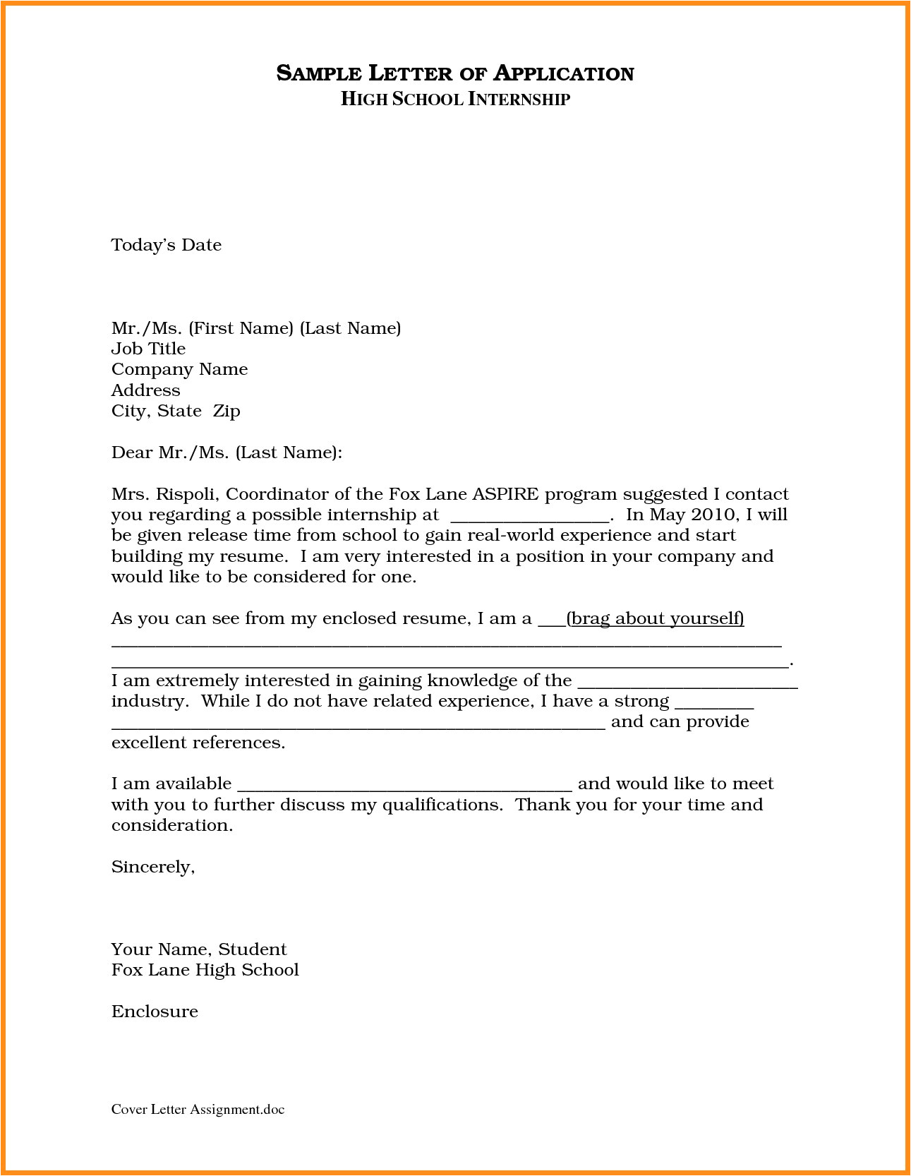 sample high school cover letter application letter for school admission assignment experts
