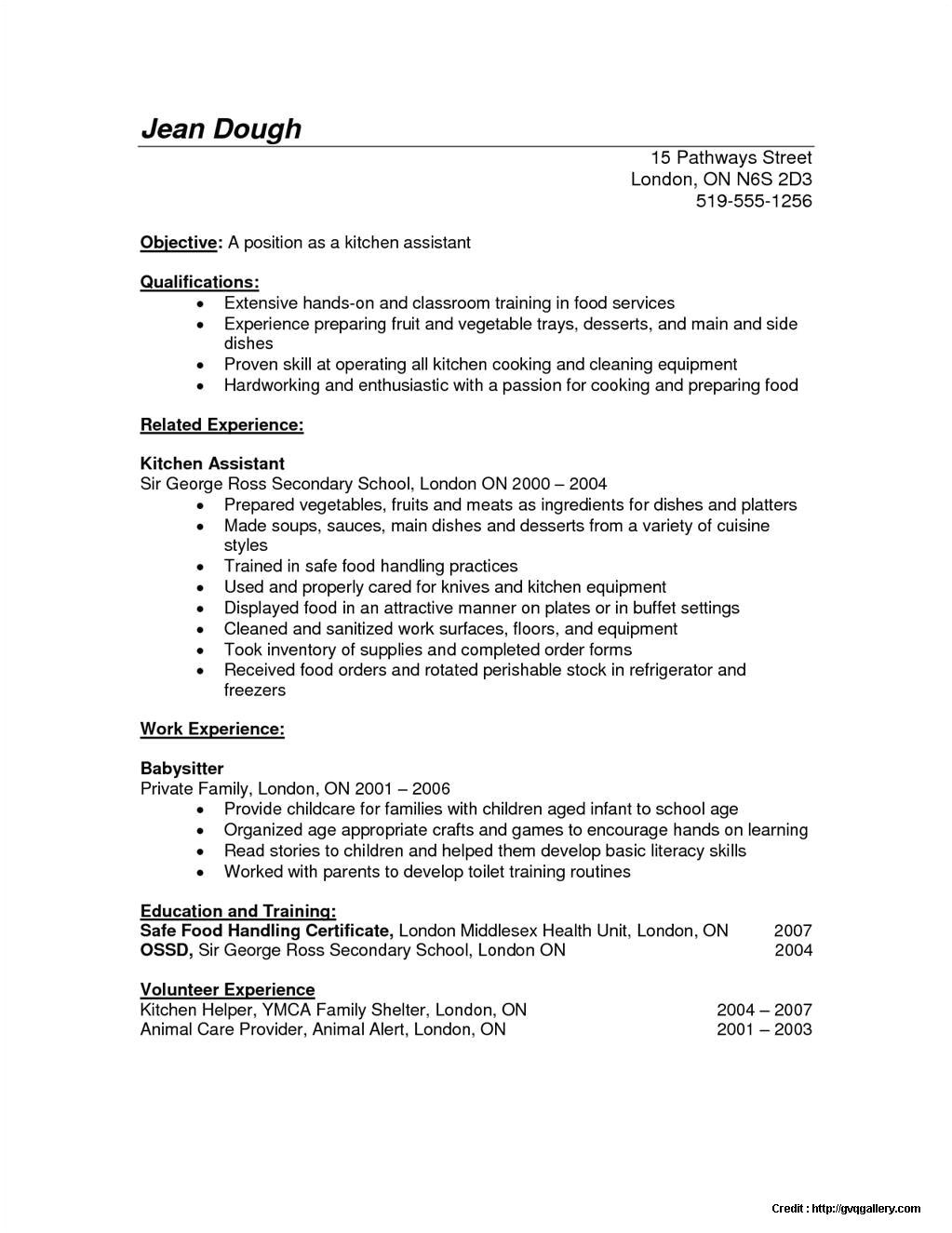 cover letter example kitchen helper