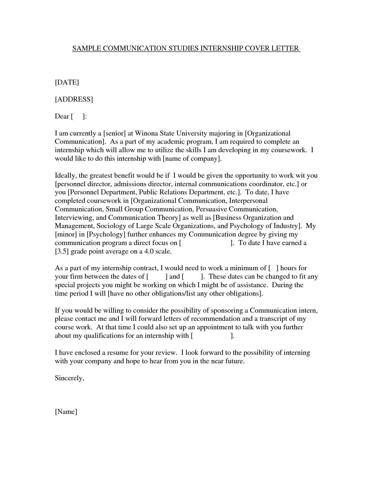 public relations internship cover letter