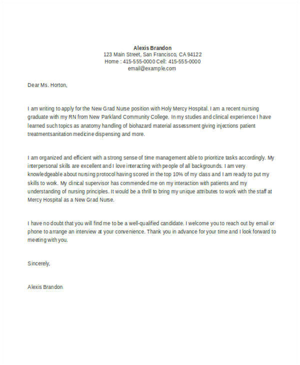 nursing student cover letter