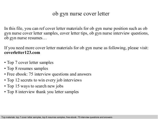 Cover Letter for Ob Gyn Position Ob Gyn Nurse Cover Letter