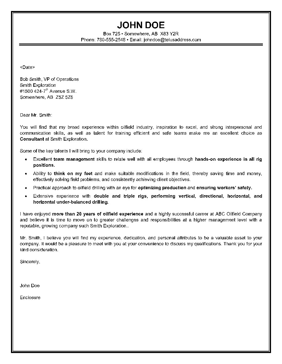 Cover Letter for Oil and Gas Internship This Oilfield Consultant Cover Letter Highlights Oil and