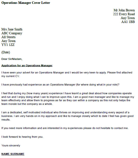 Cover Letter for Operations Coordinator Operations Manager Cover Letter Example Icover org Uk