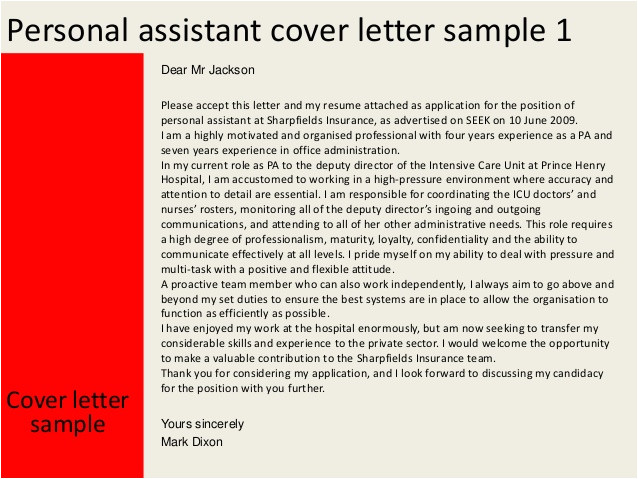 personal assistant cover letter