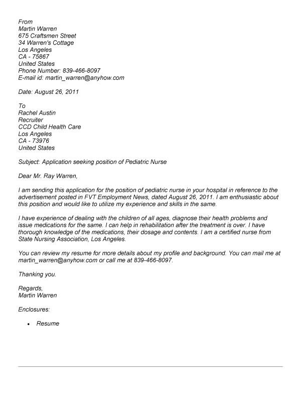 Cover Letter for Pediatric Nurse Position Best Photos Of Nursing Cover Letter Job Application