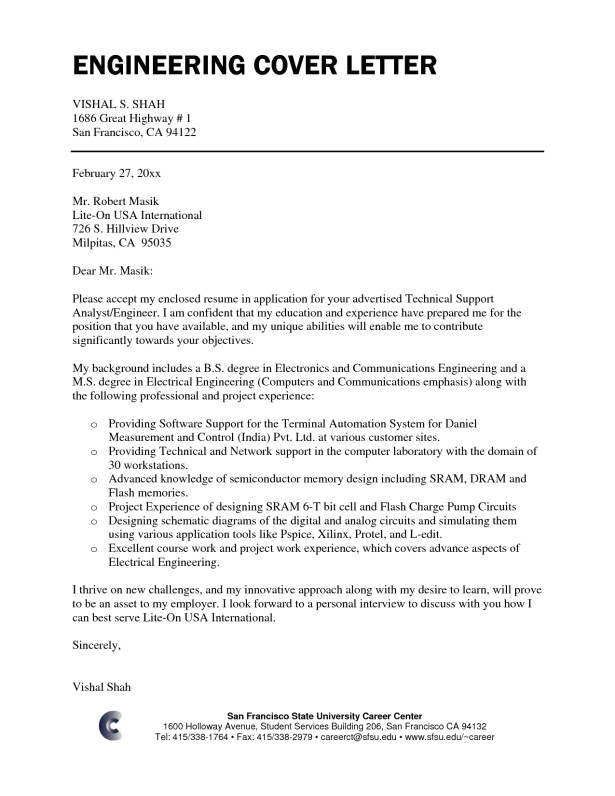 cover letter chemical engineering