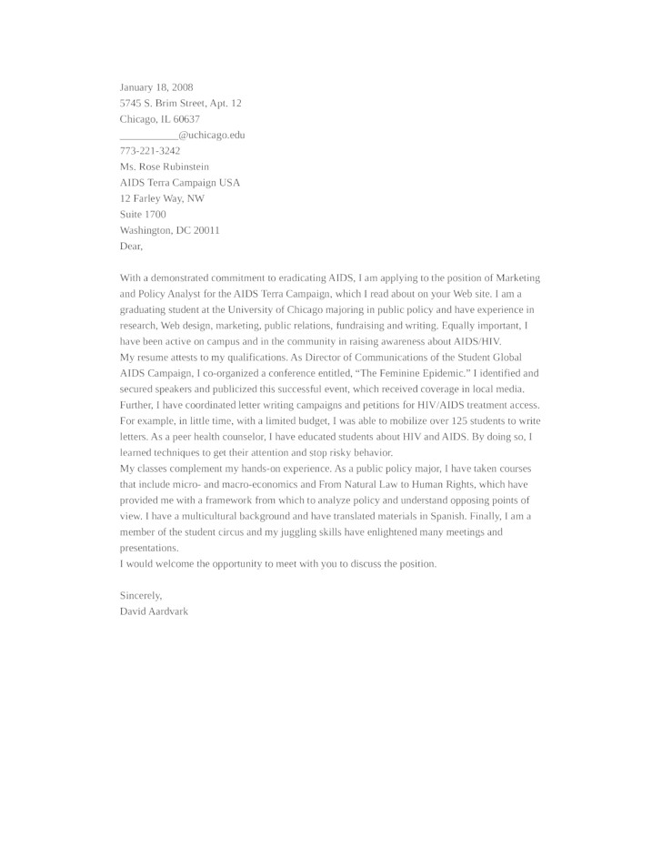 marketing and policy analyst cover letter samples templates