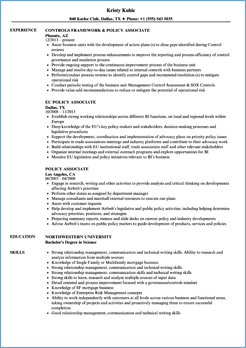 policy analyst cover letter