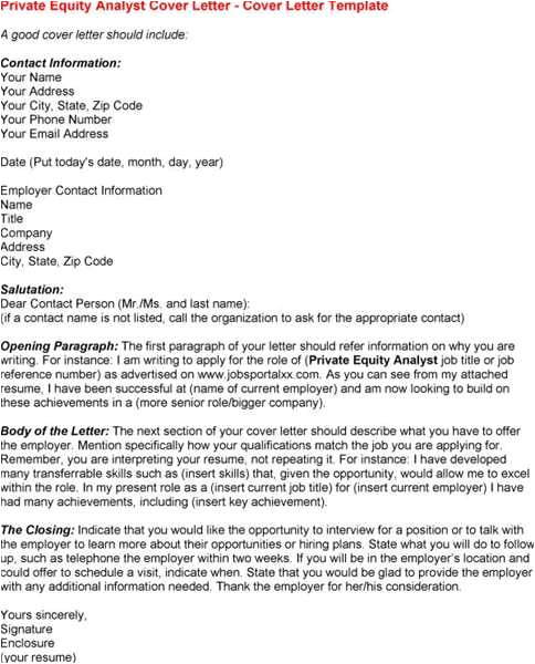Cover Letter for Private Equity Private Equity Cover Letter