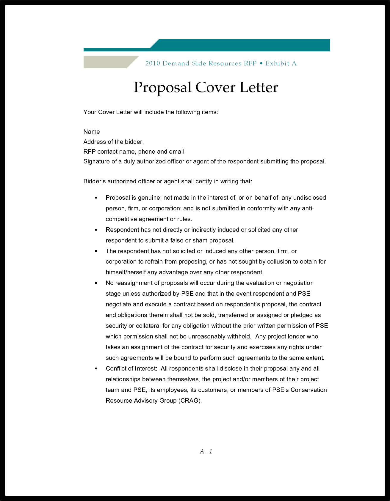 bid proposal letter