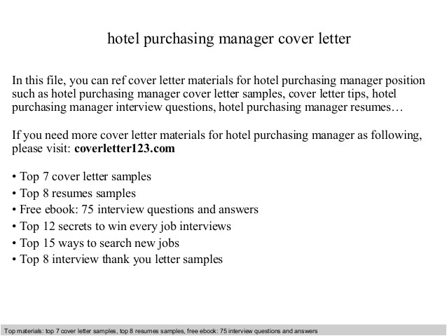 hotel purchasing manager cover letter