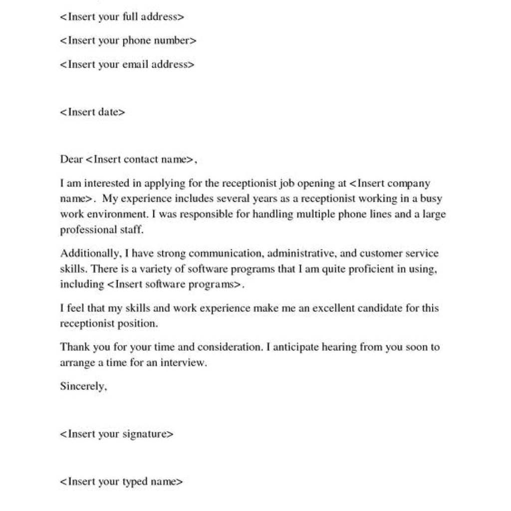 well receptionist cover letter sample