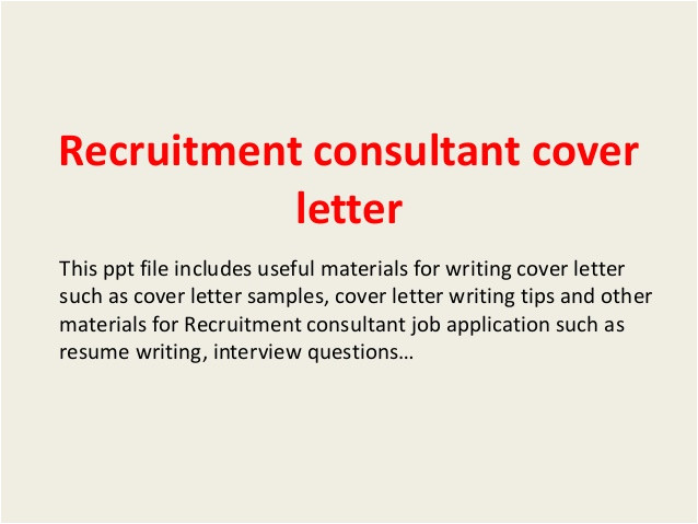 recruitment consultant cover letter