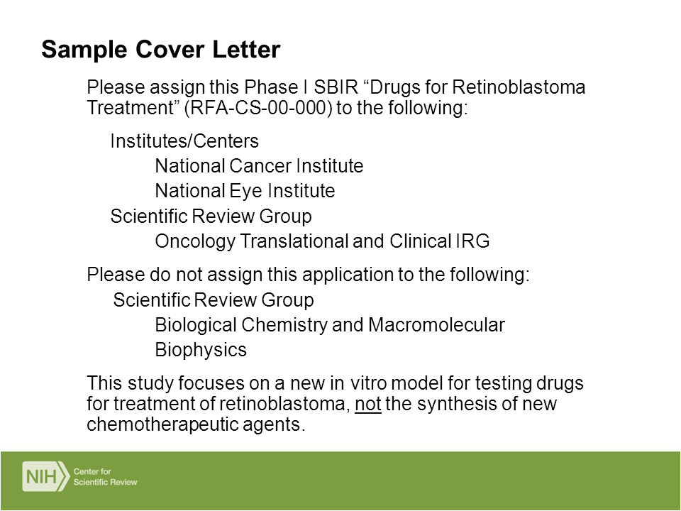 nih resubmission cover letter example