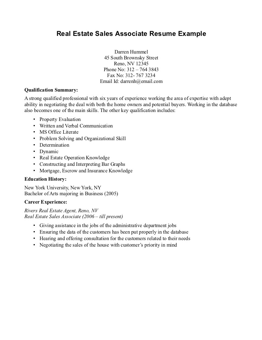 sample resume for sales associate without experience