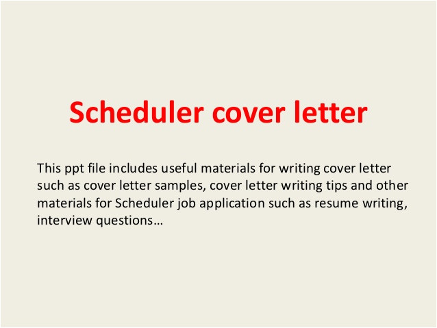 scheduler cover letter