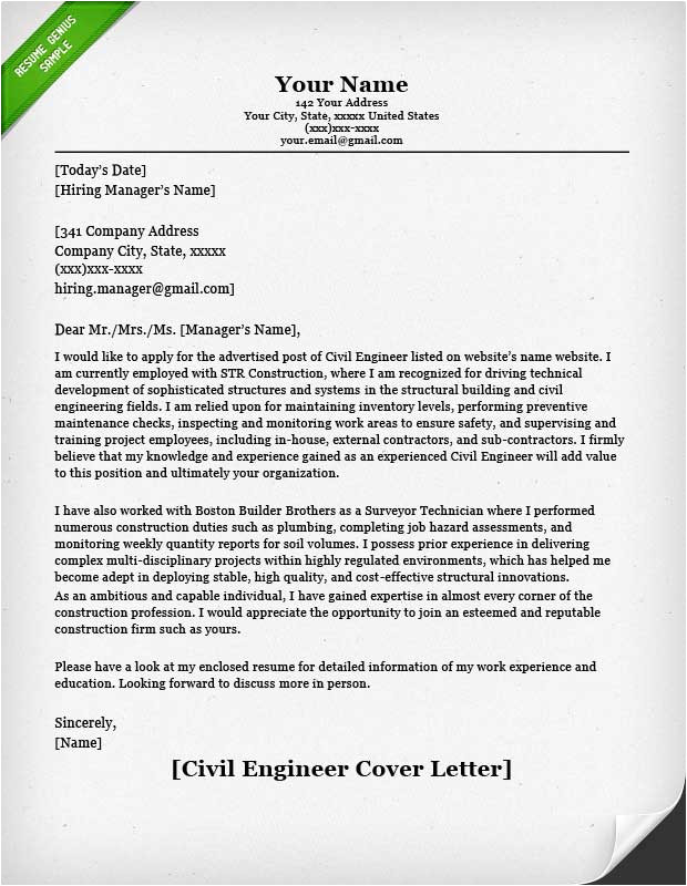 engineering cover letter samples