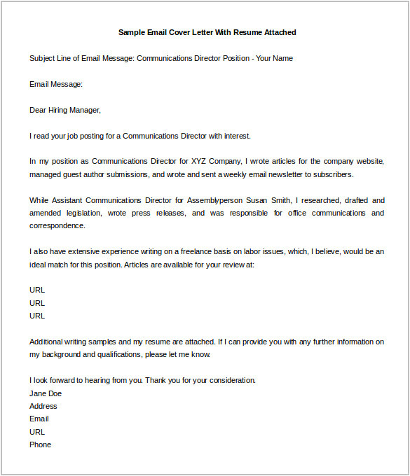 Cover Letter In Body Of Email or attached Cover Letter Template 20 Free Word Pdf Documents