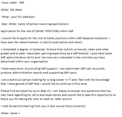 sap cover letter example