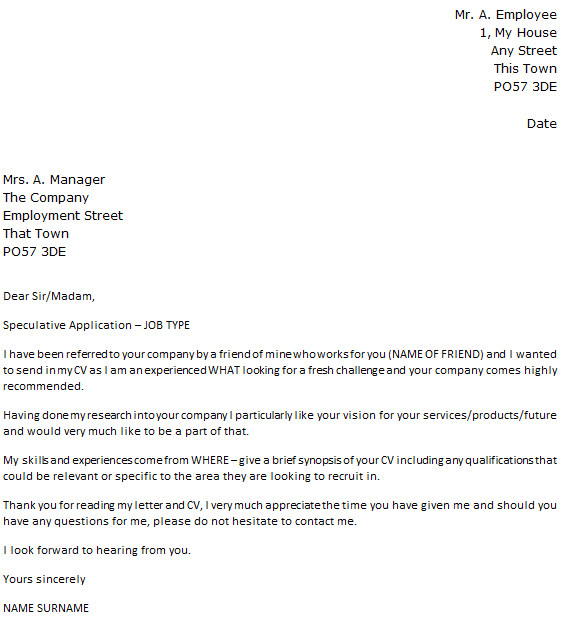 Cover Letter Not for A Specific Job Cover Letter Example for Unadvertised Job Openings