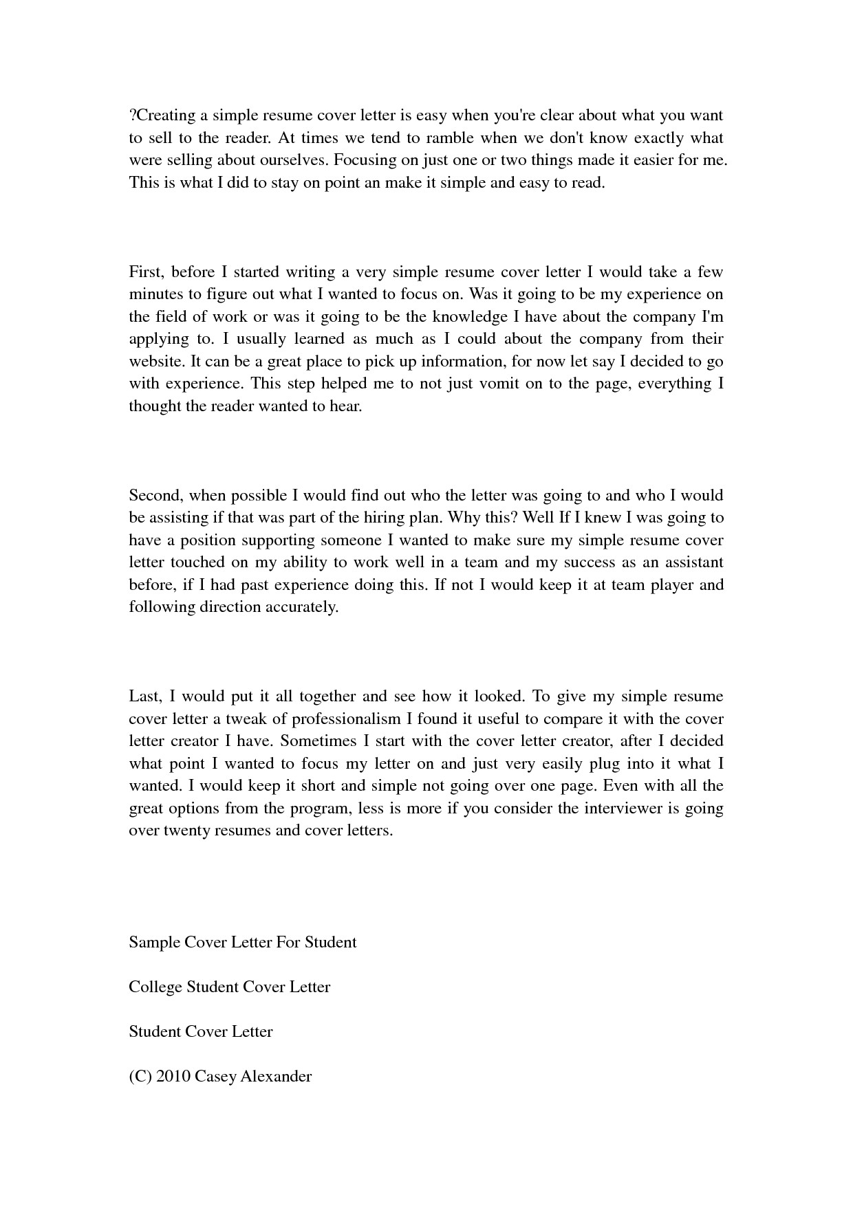 tips on making a cover letter