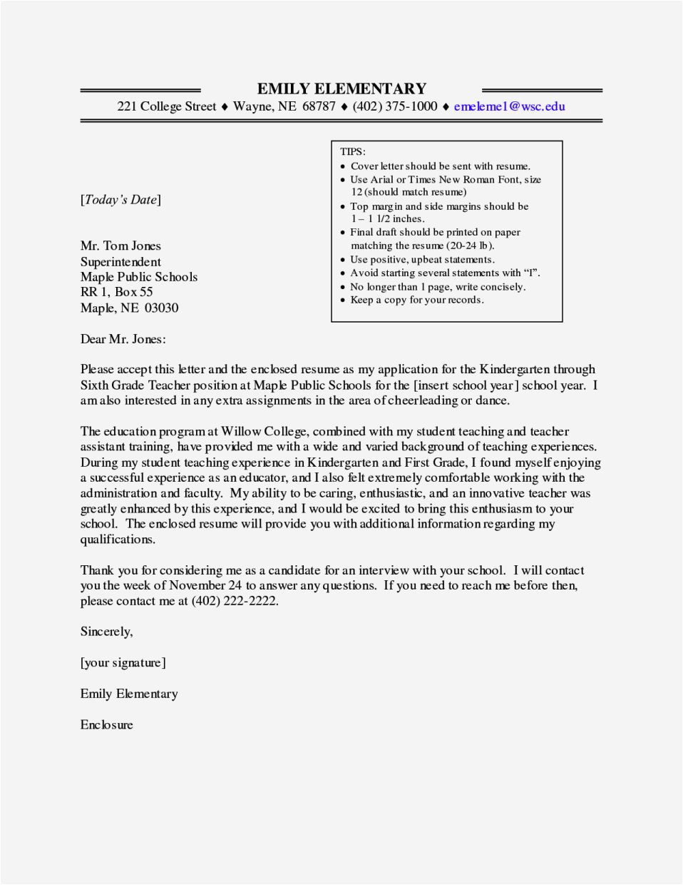 application letter for teaching position with no experience